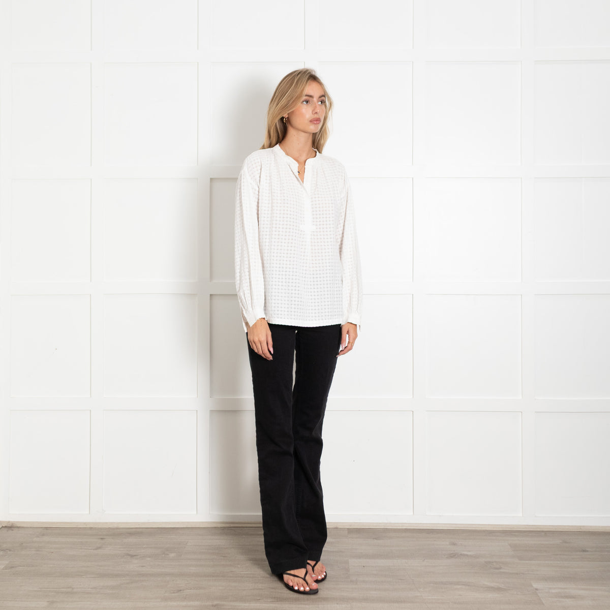 A.P.C White Cotton Gouffre Long-Sleeved Blouse