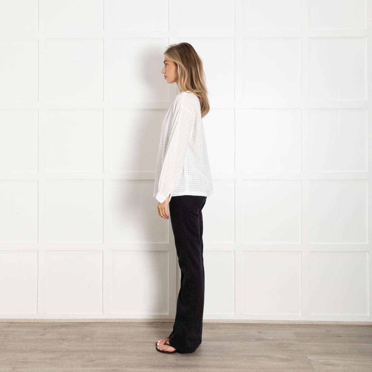A.P.C White Cotton Gouffre Long-Sleeved Blouse