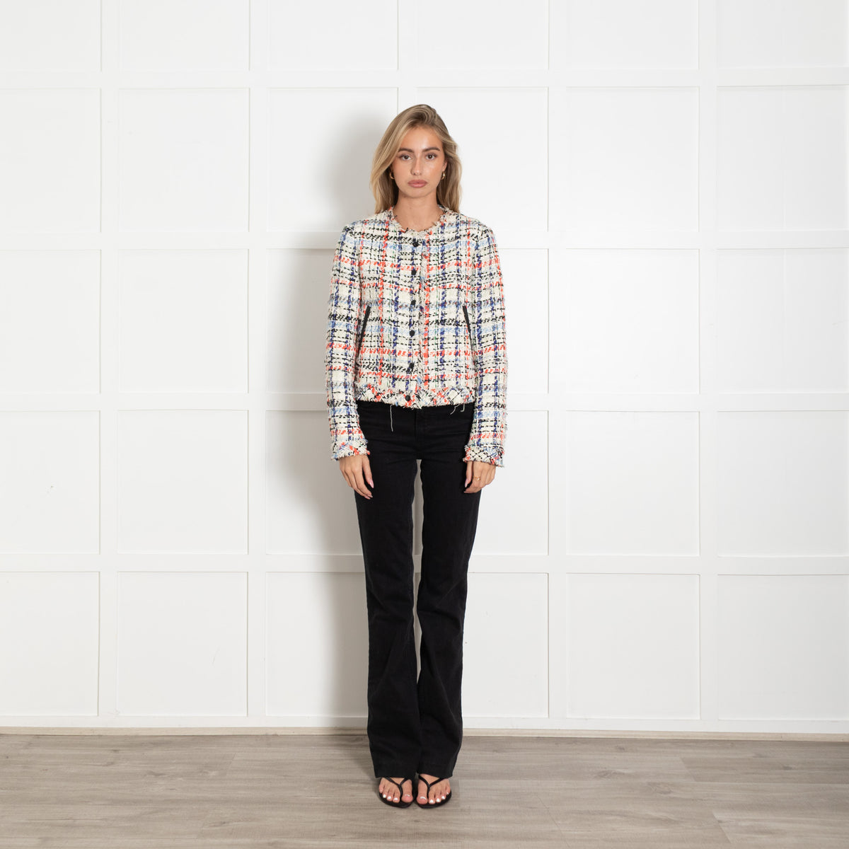 Rag & Bone Multicolour Plaid Tweed Snap-Front Jacket