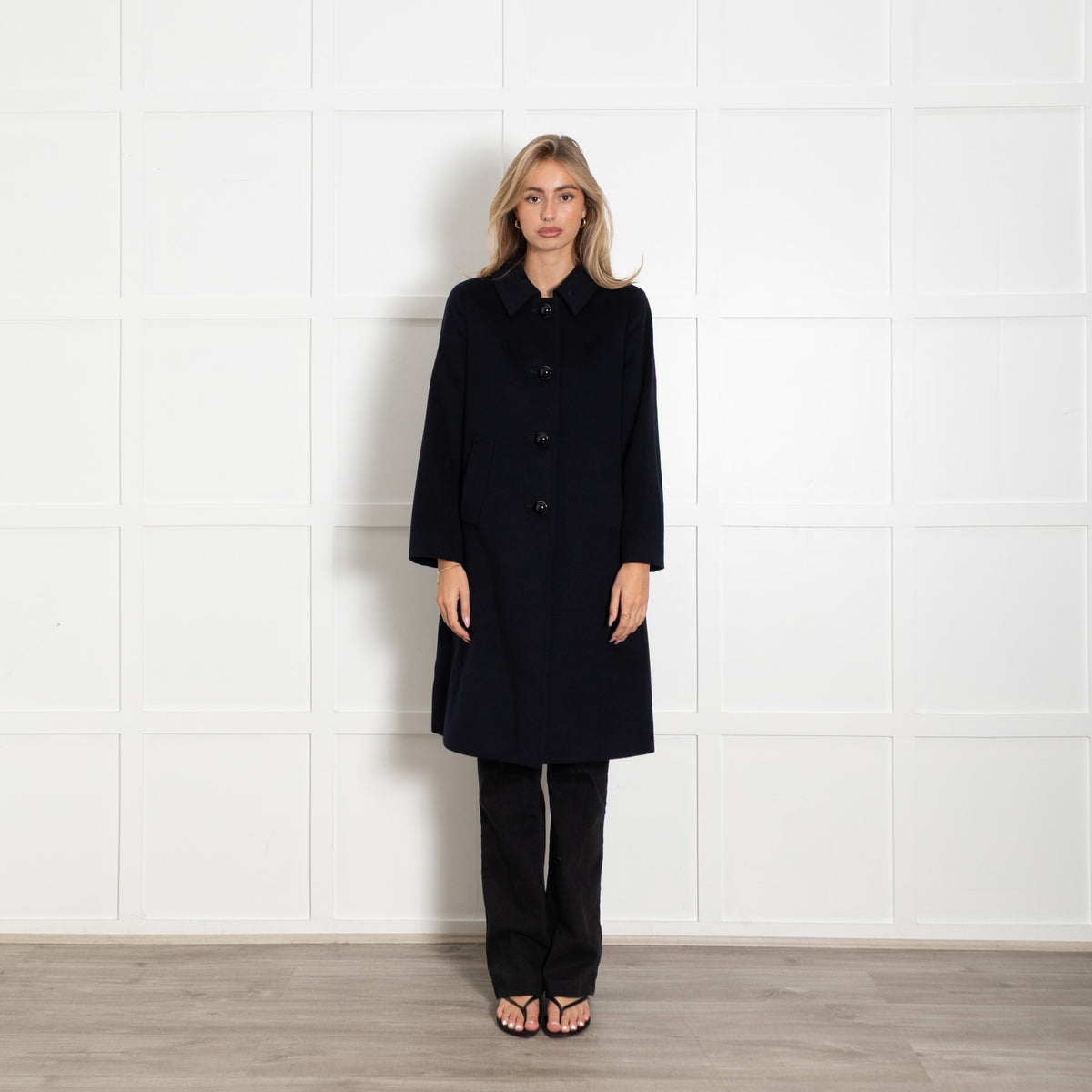 Max Mara Studio Navy Virgin Wool Coat
