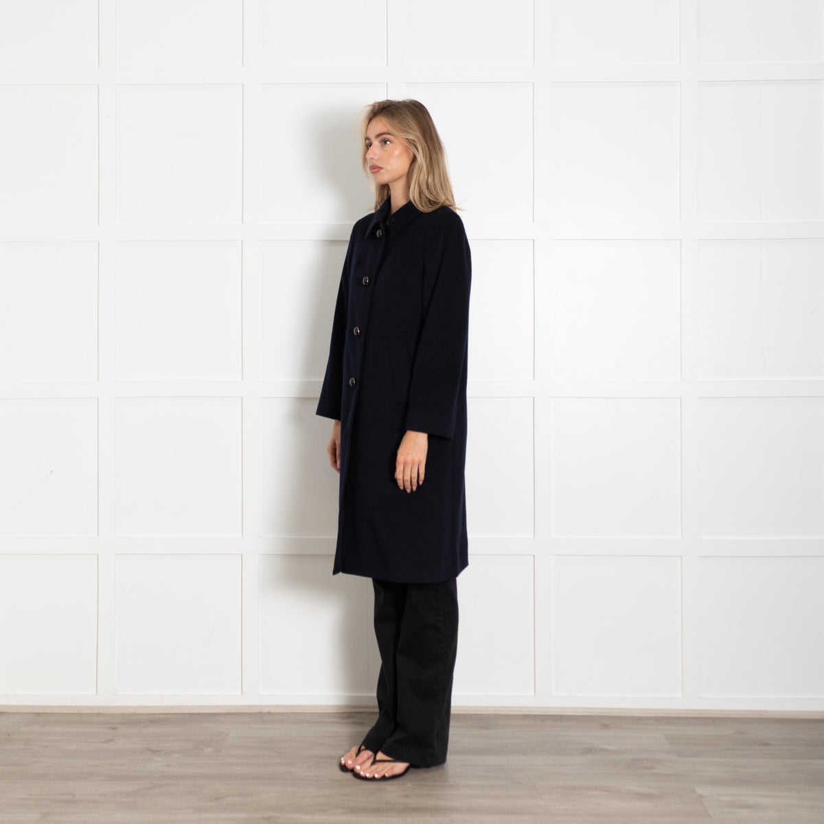 Max Mara Studio Navy Virgin Wool Coat
