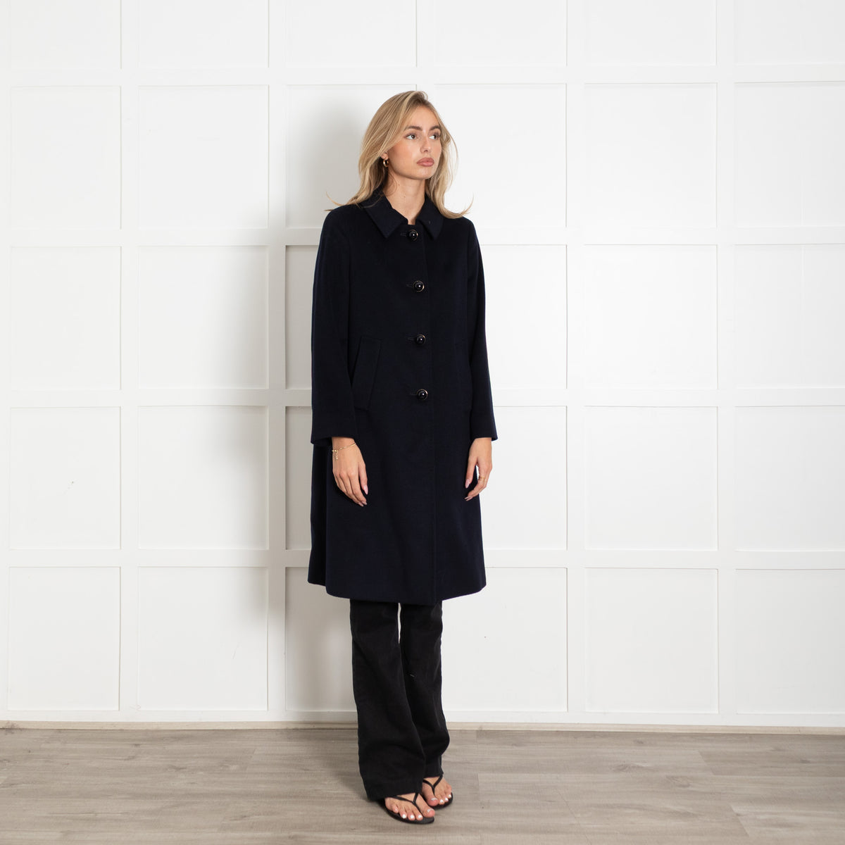 Max Mara Studio Navy Virgin Wool Coat