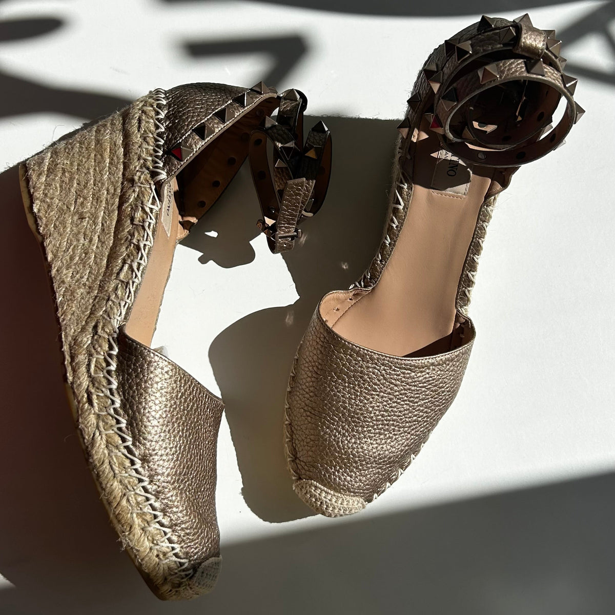 Valentino Garavani Bronze Ankle Strap Espadrilles