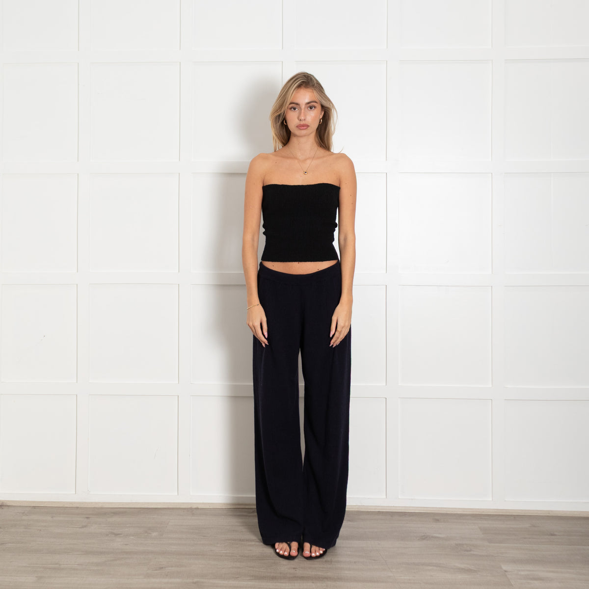 Basics By Chinti & Parker Dark Navy Wool Blend Straight Leg Trousers