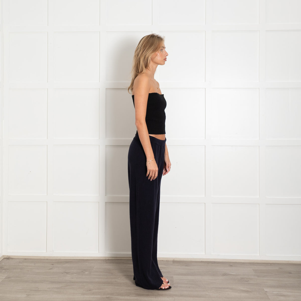 Basics By Chinti & Parker Dark Navy Wool Blend Straight Leg Trousers