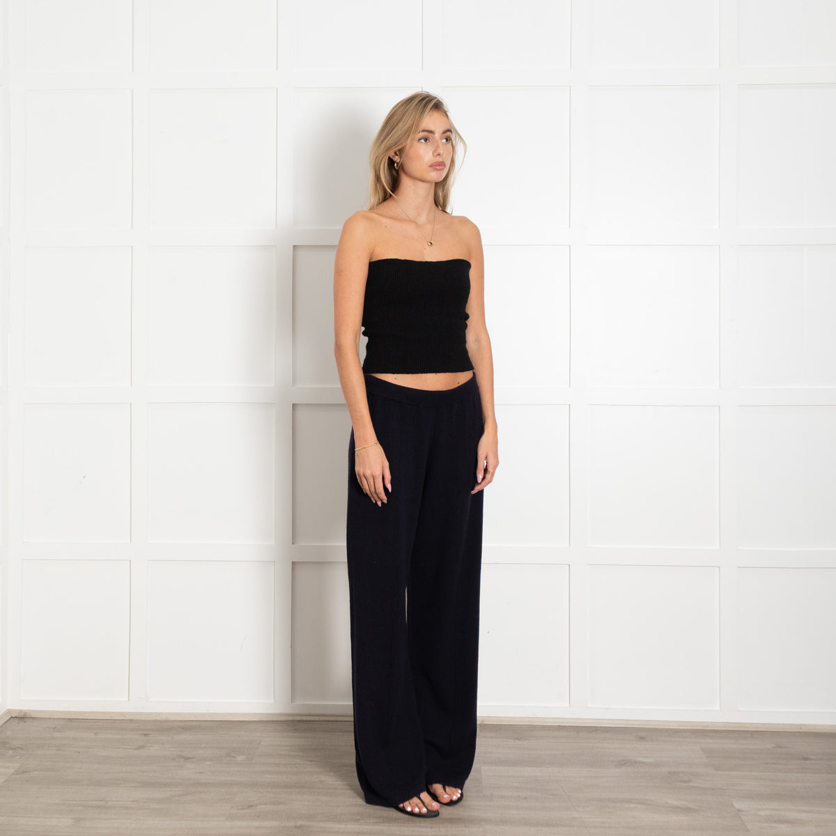 Basics By Chinti & Parker Dark Navy Wool Blend Straight Leg Trousers