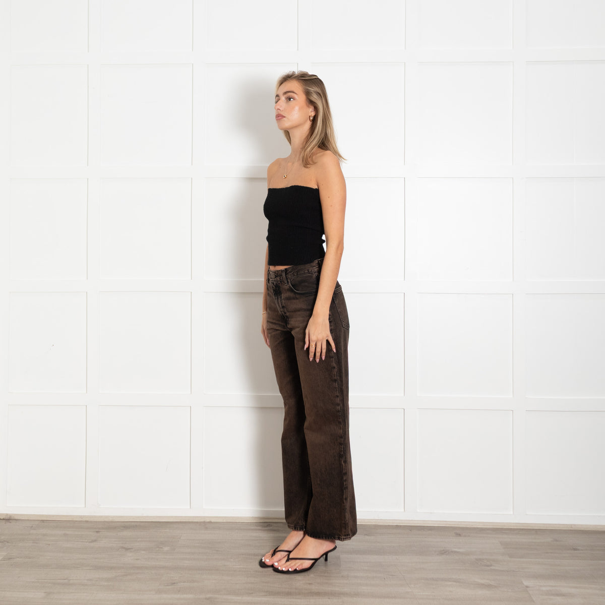 Haikure Brown and Black Short Length Flared Jeans