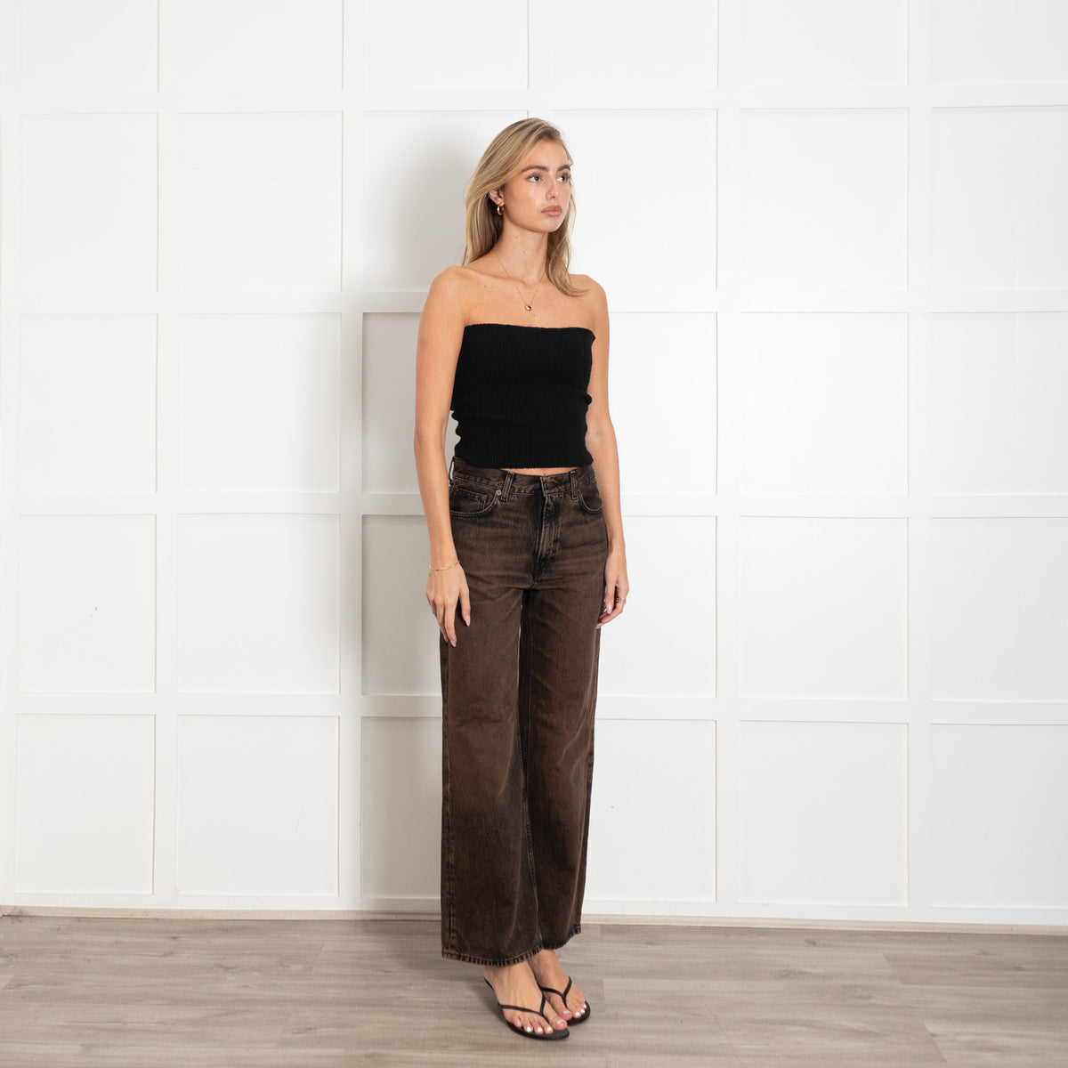 Haikure Brown and Black Short Length Flared Jeans