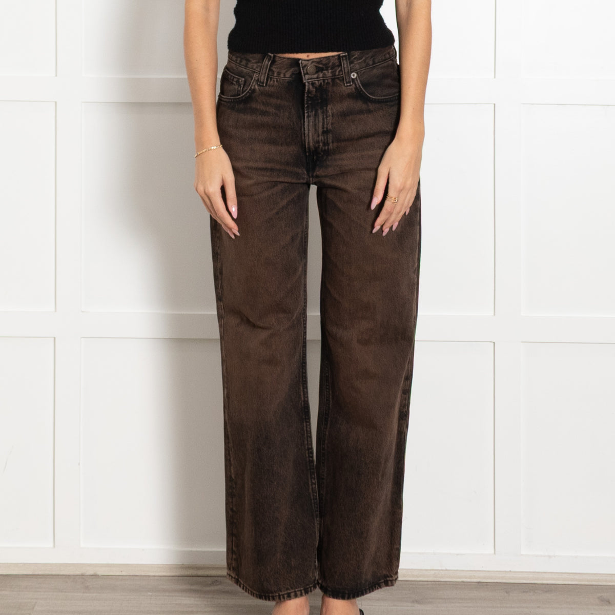 Haikure Brown and Black Short Length Flared Jeans