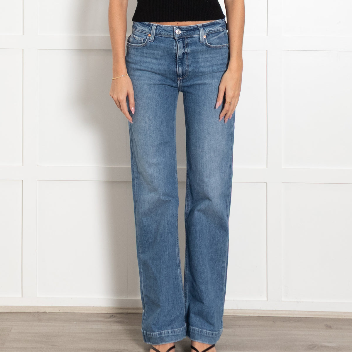 Paige Blue Denim Low Rise Flared Jeans