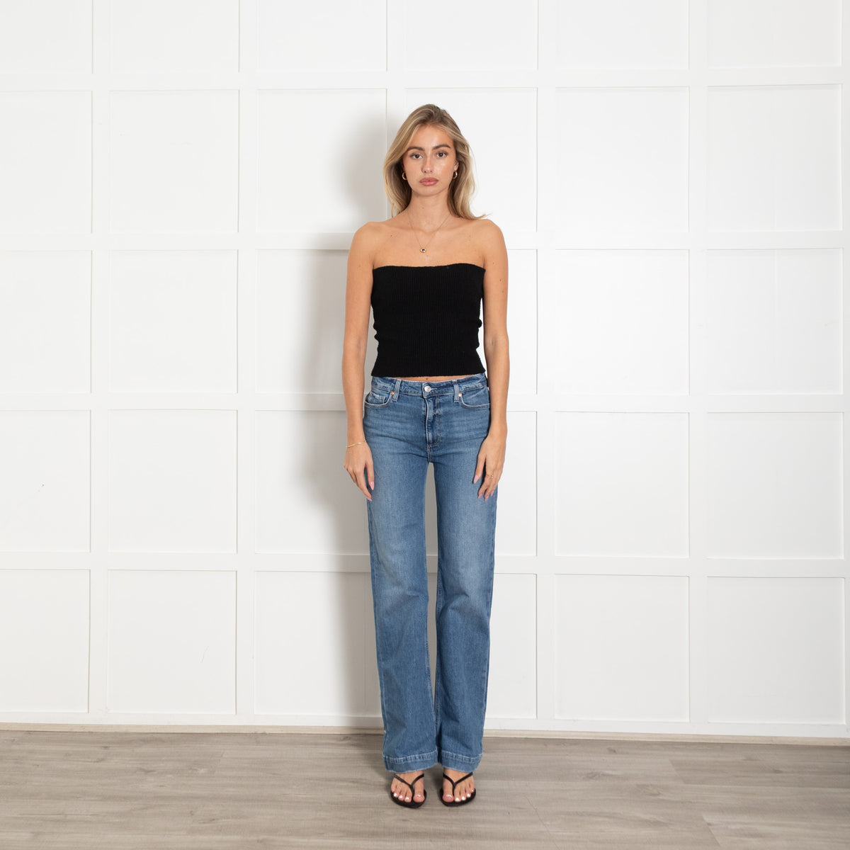 Paige Blue Denim Low Rise Flared Jeans