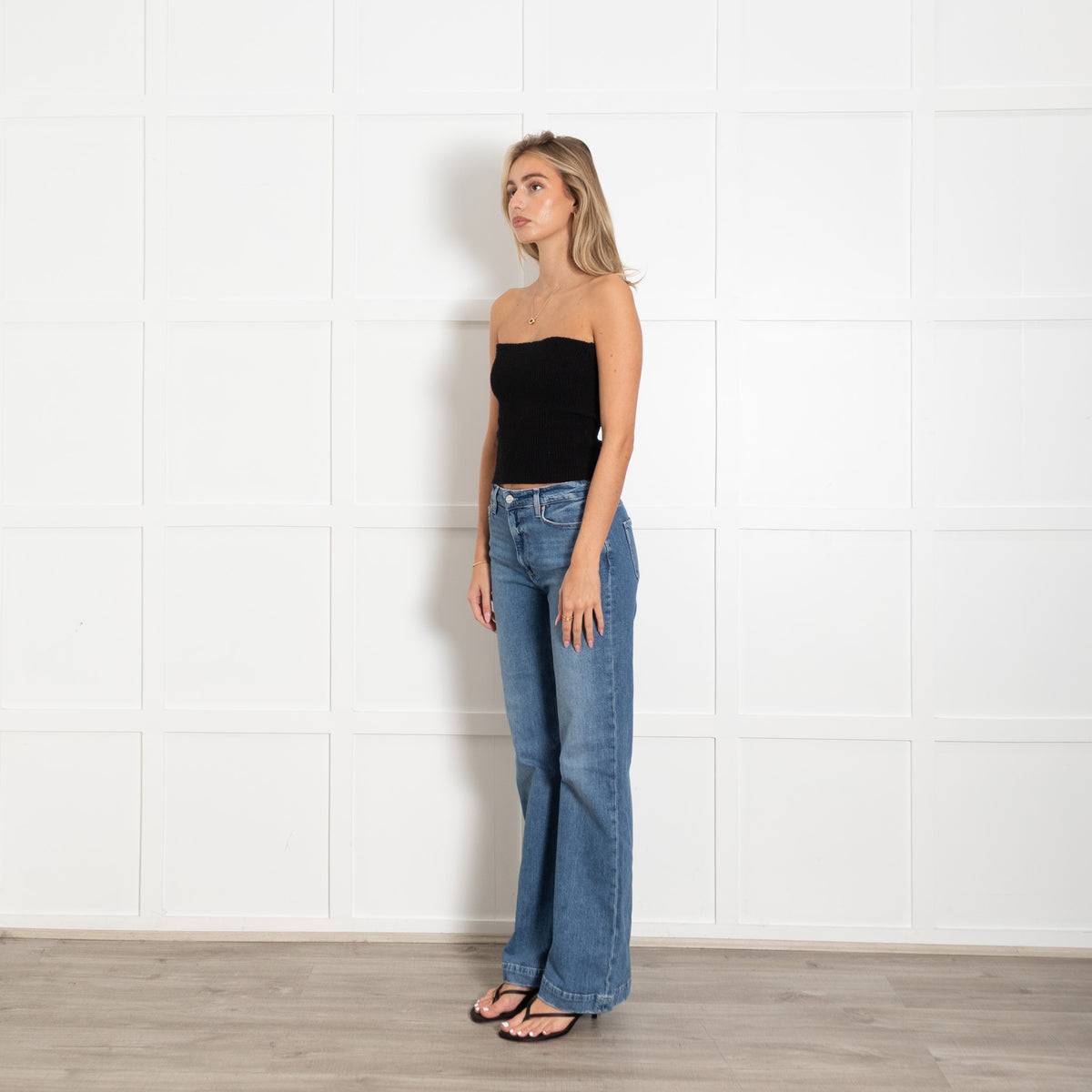 Paige Blue Denim Low Rise Flared Jeans