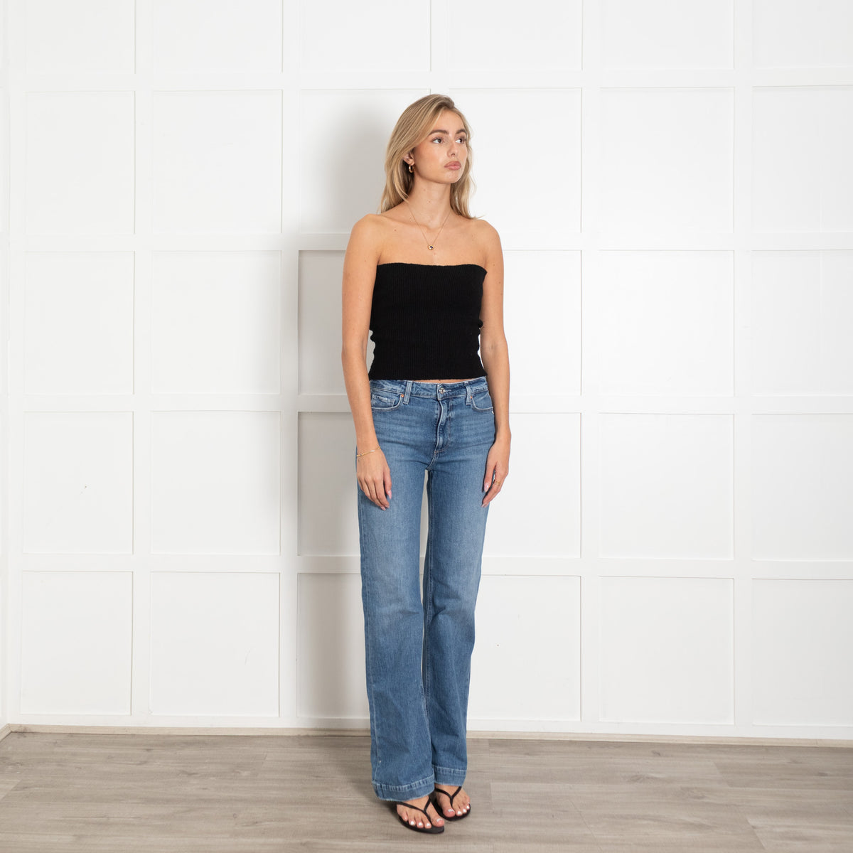 Paige Blue Denim Low Rise Flared Jeans