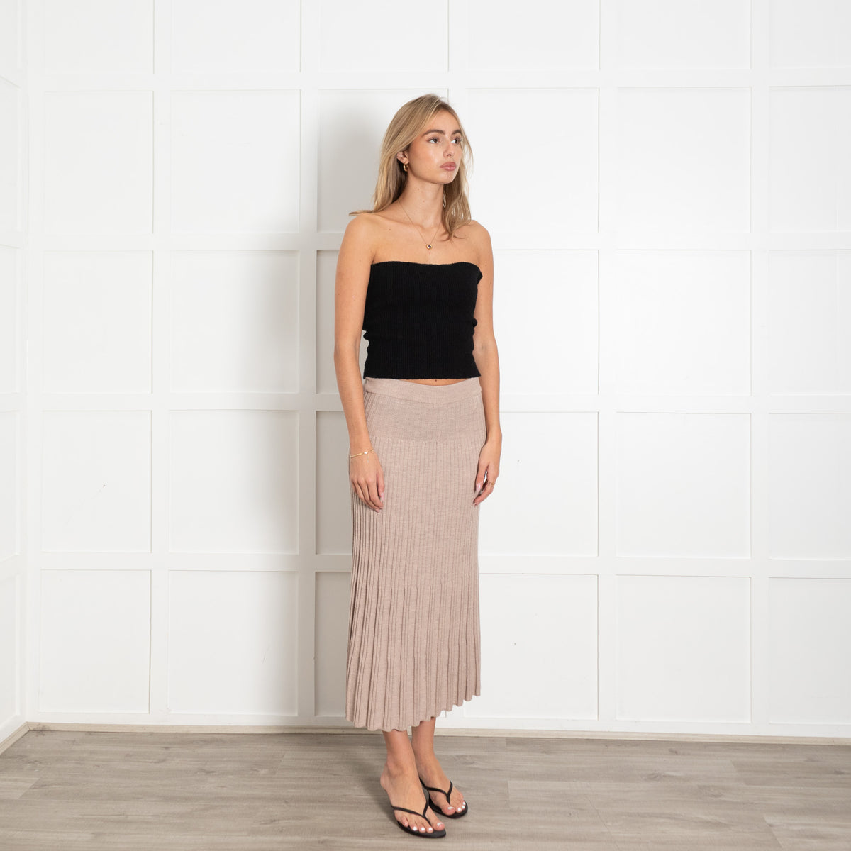 Joseph Beige Wool Knitted Skirt