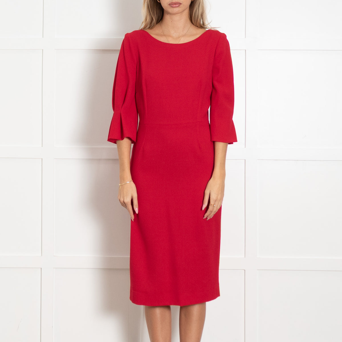 Goat Red Wide Neck Midi Dress