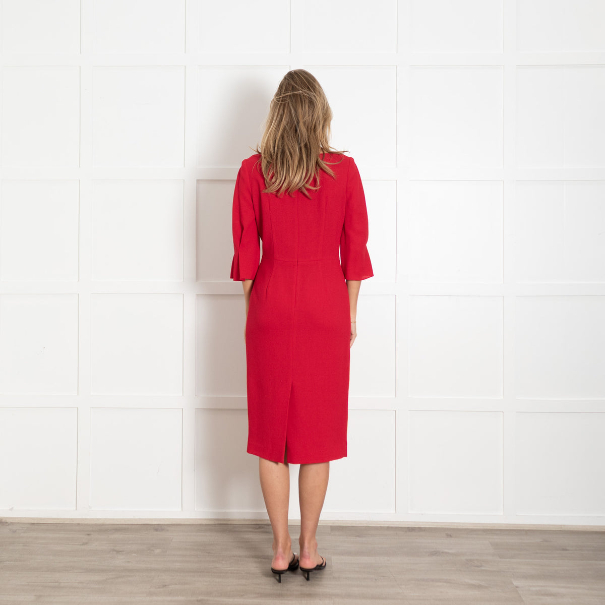 Goat Red Wide Neck Midi Dress