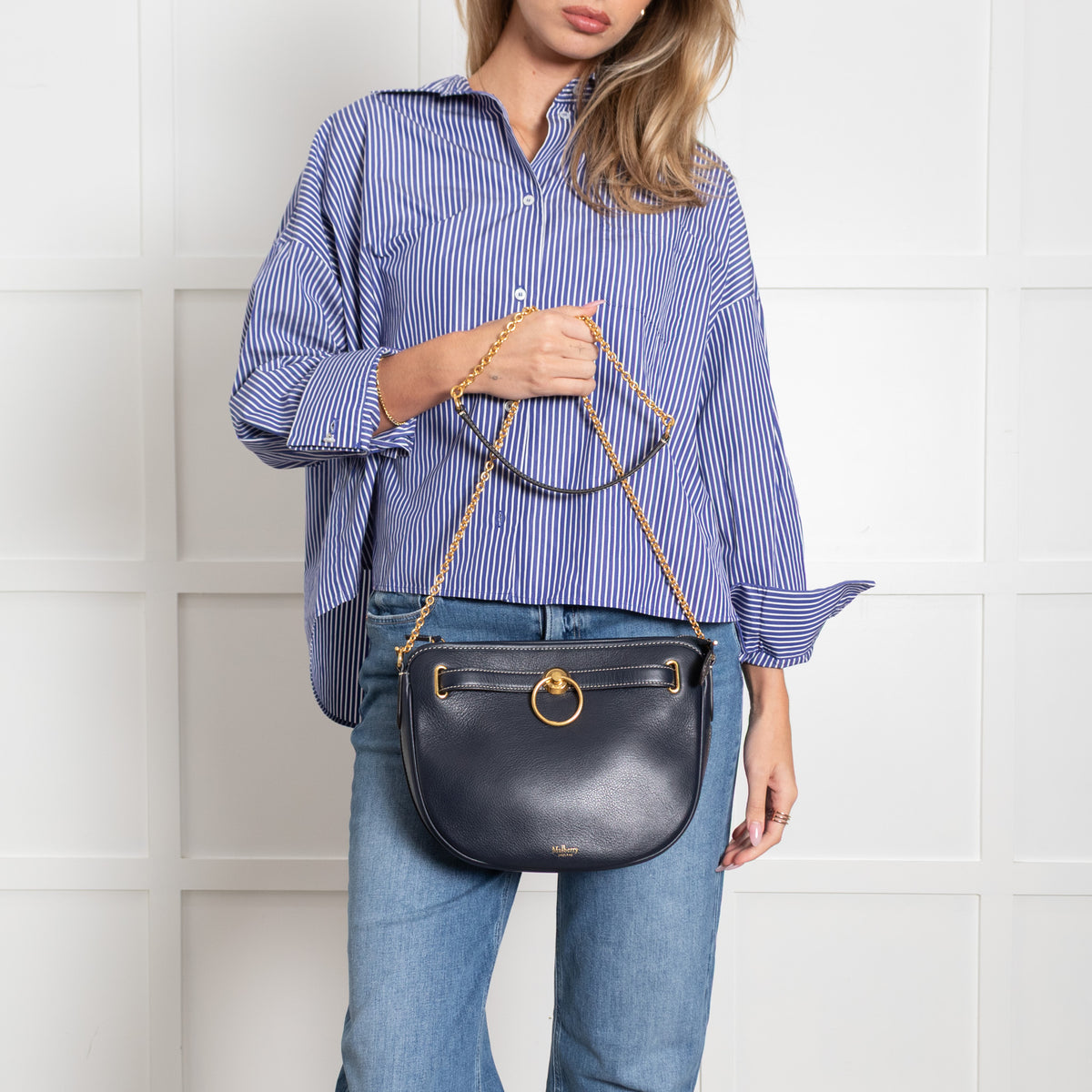 Mulberry Navy Brockwell Silky Calf Bag