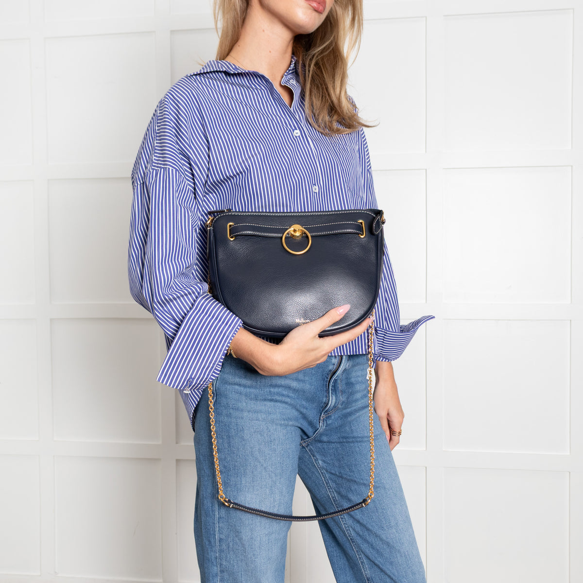 Mulberry Navy Brockwell Silky Calf Bag
