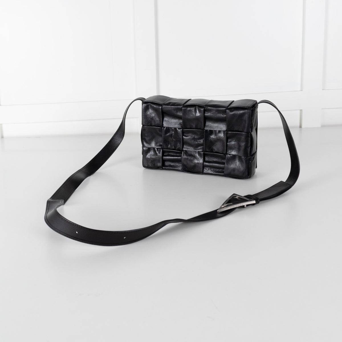Bottega Veneta Black Leather Cassette Crossbody Bag