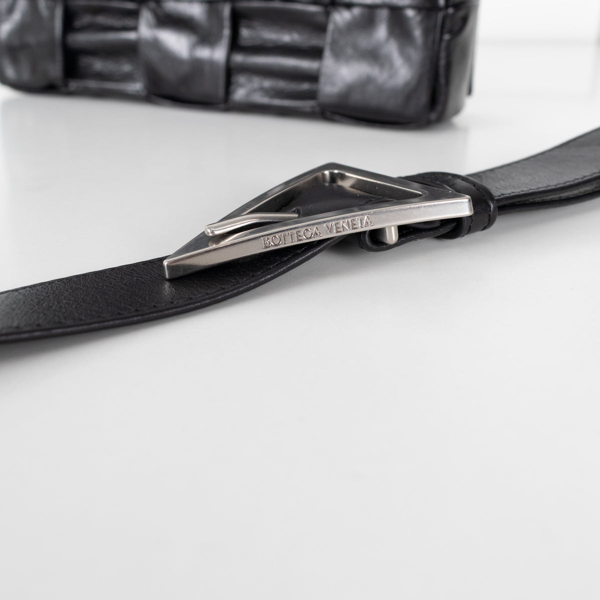 Bottega Veneta Black Leather Cassette Crossbody Bag
