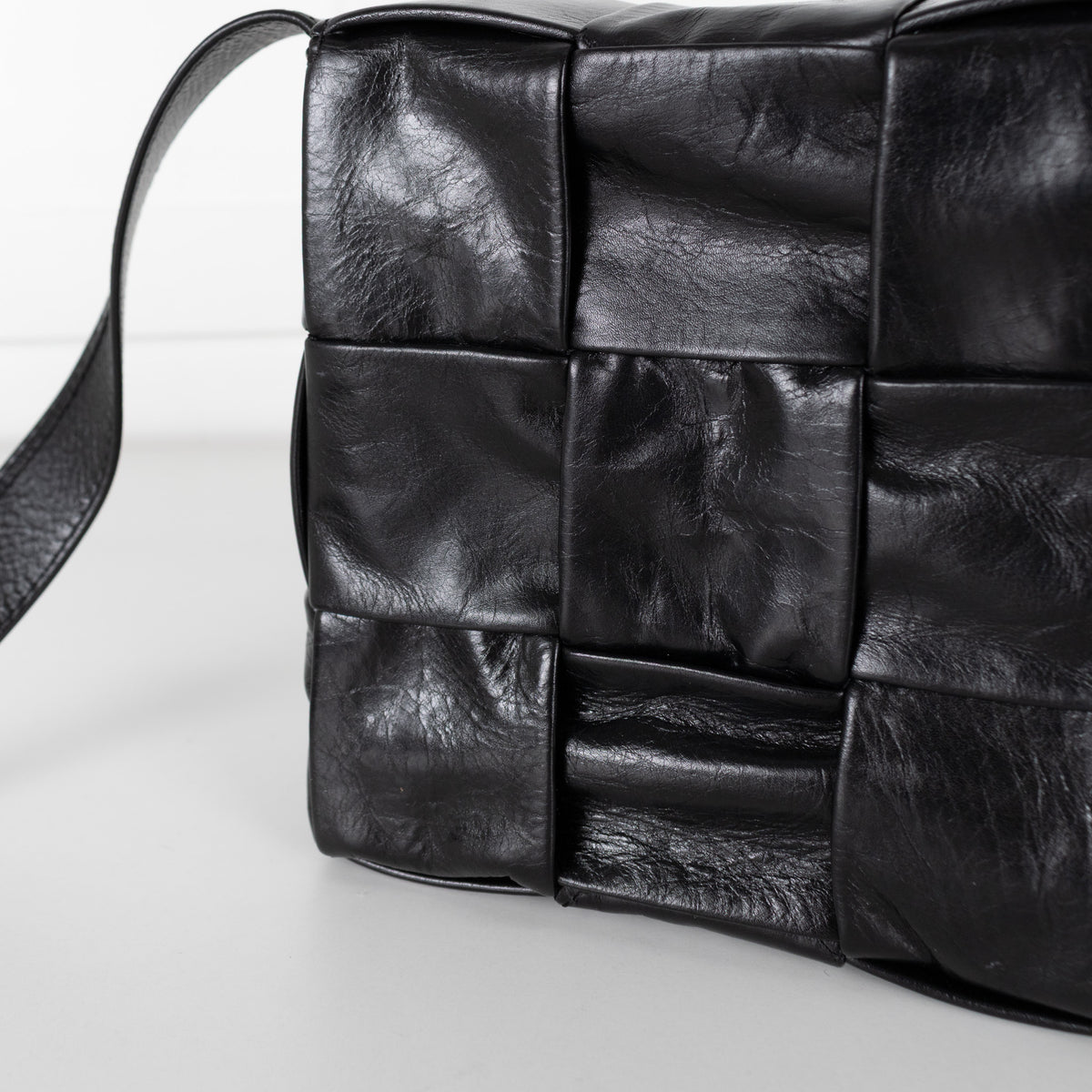 Bottega Veneta Black Leather Cassette Crossbody Bag