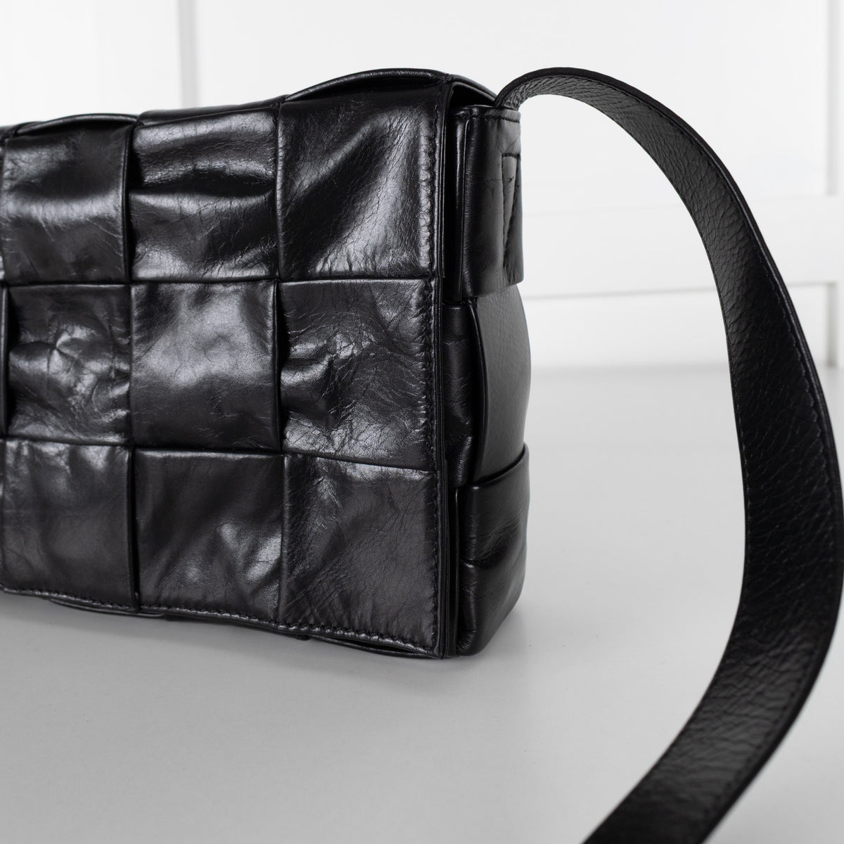 Bottega Veneta Black Leather Cassette Crossbody Bag