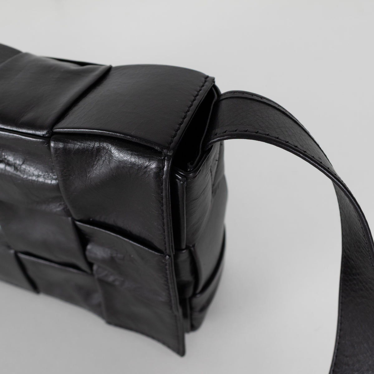 Bottega Veneta Black Leather Cassette Crossbody Bag
