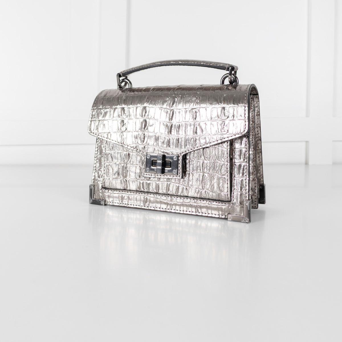 The Kooples Silver Embossed Leather Bag