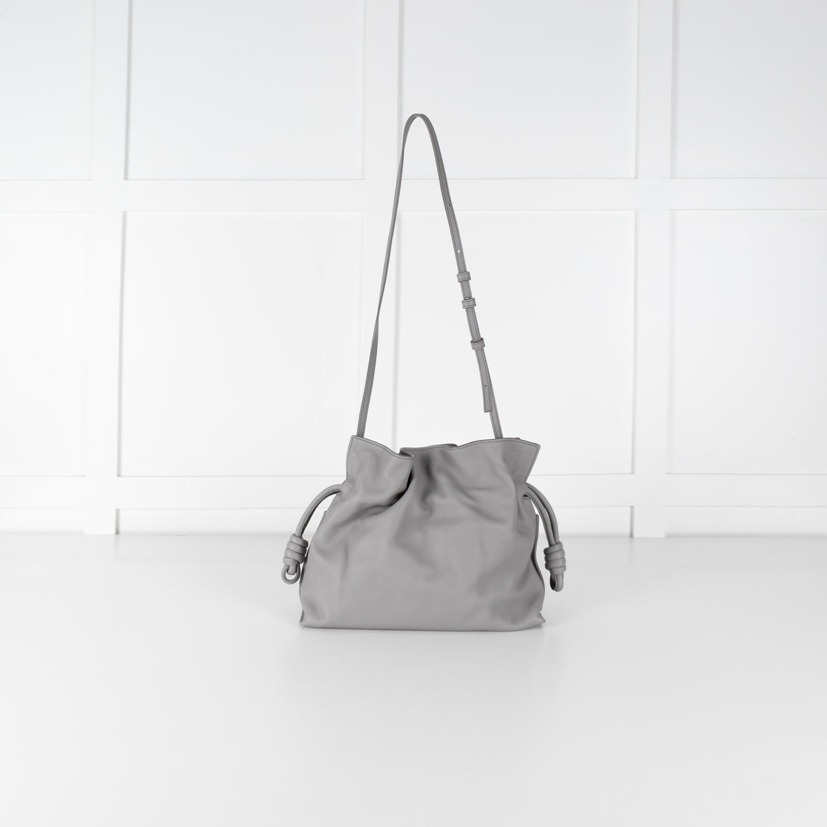 Loewe Grey Leather Medium Flamenco Shoulder Bag