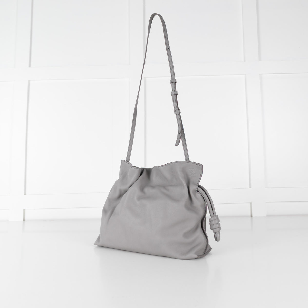 Loewe Grey Leather Medium Flamenco Shoulder Bag