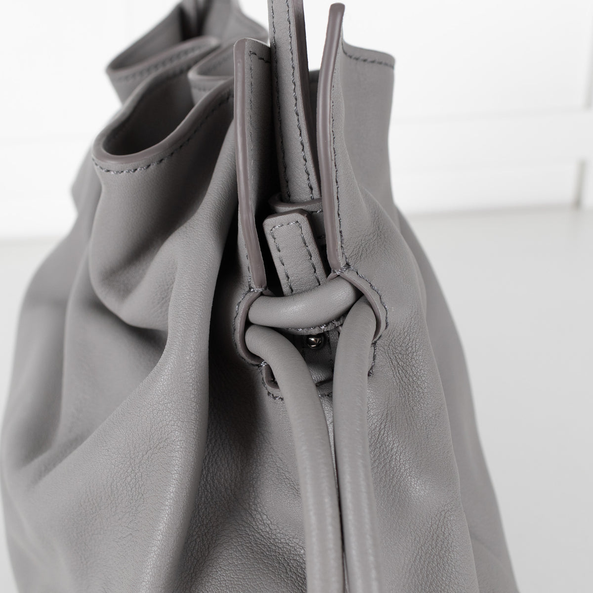 Loewe Grey Leather Medium Flamenco Shoulder Bag