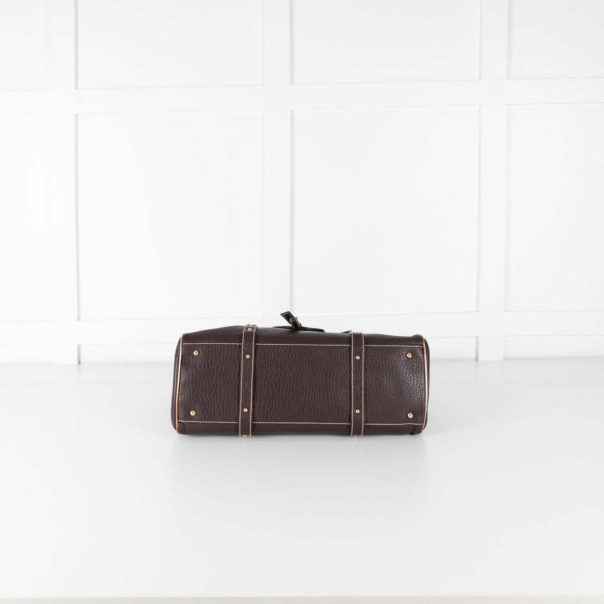 Dolce&Gabbana Brown Gold Stud Leather Shopper Bag