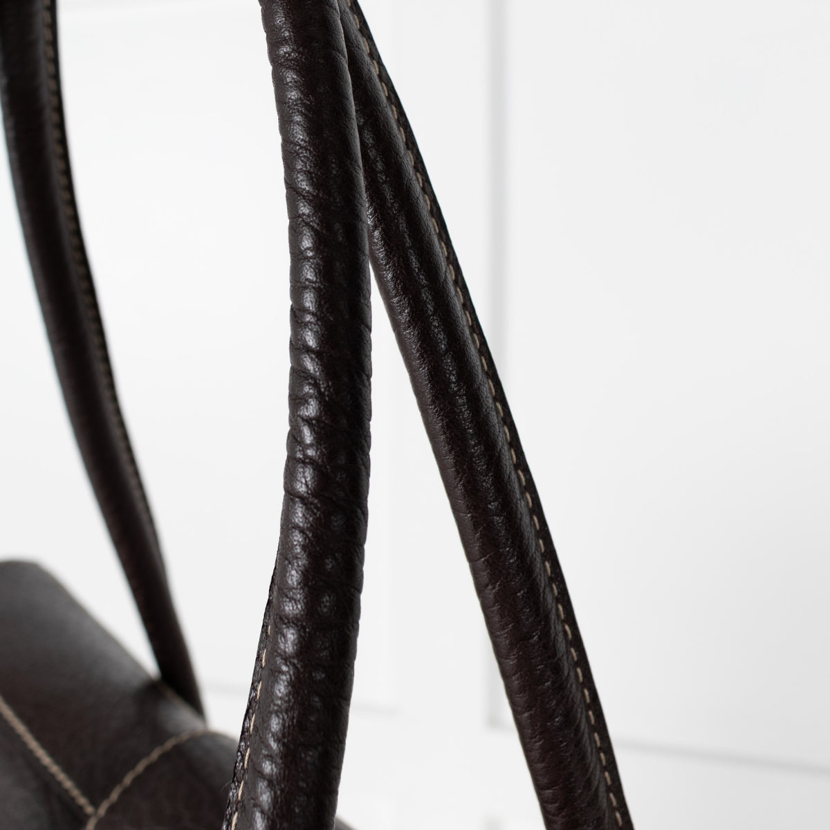 Dolce&Gabbana Brown Gold Stud Leather Shopper Bag
