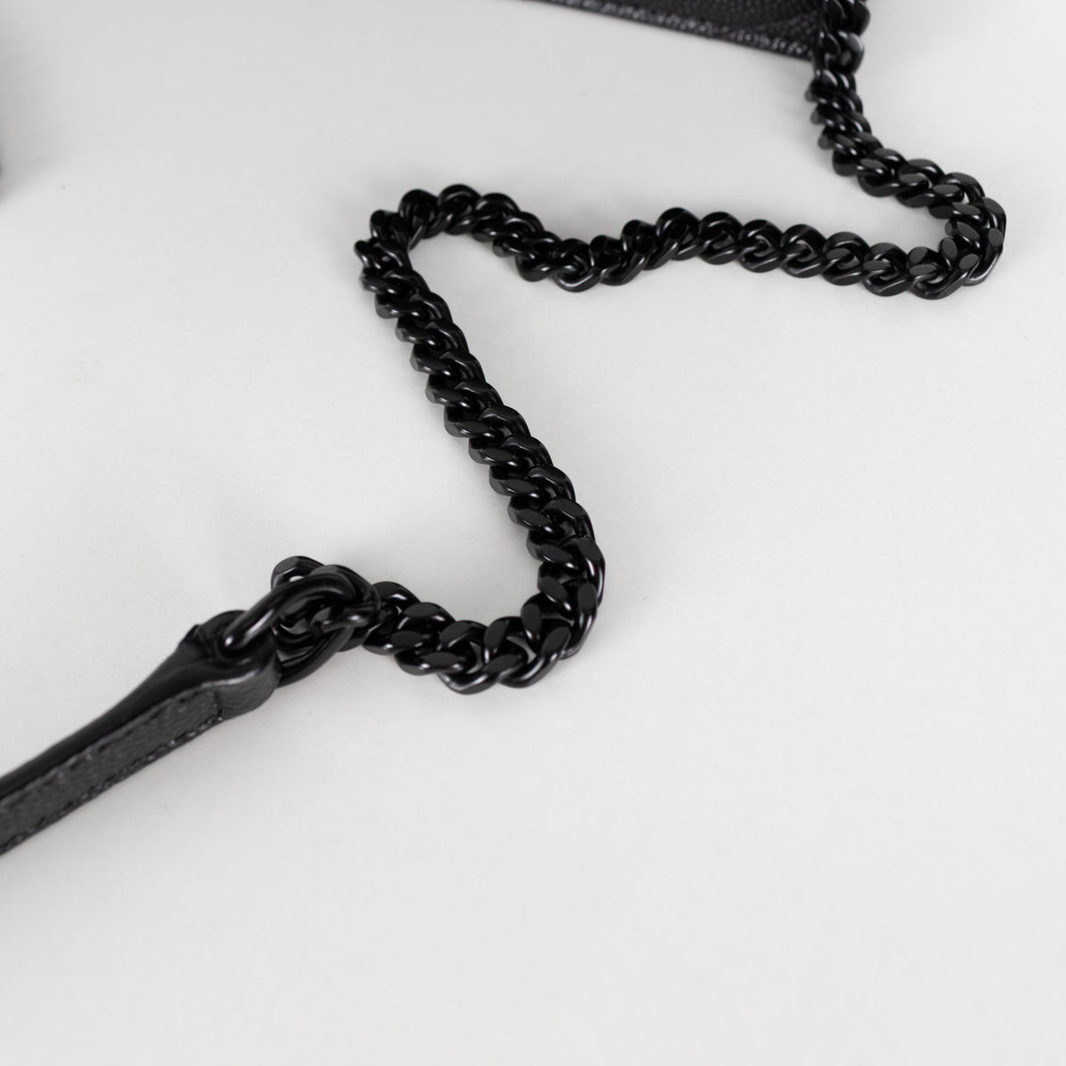 Saint Laurent Black Textured Leather Cassandre Envelope Wallet On Chain