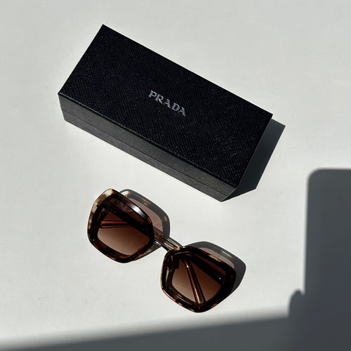 Prada Brown Tortoise Shell Square Sunglasses