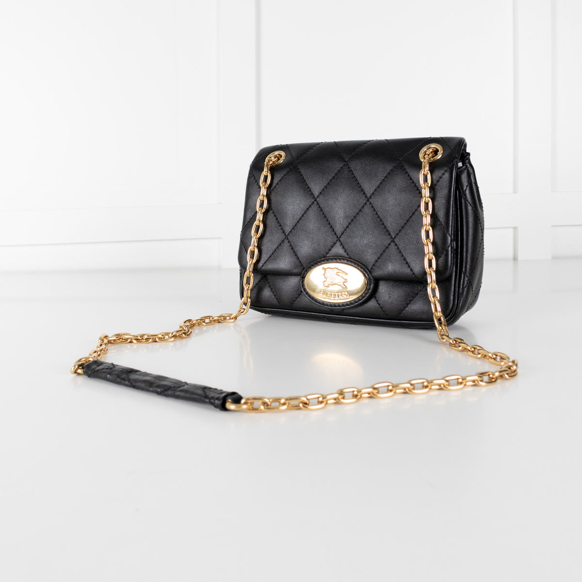 Burberry Black Quilted Leather Strand Shoulder Bag