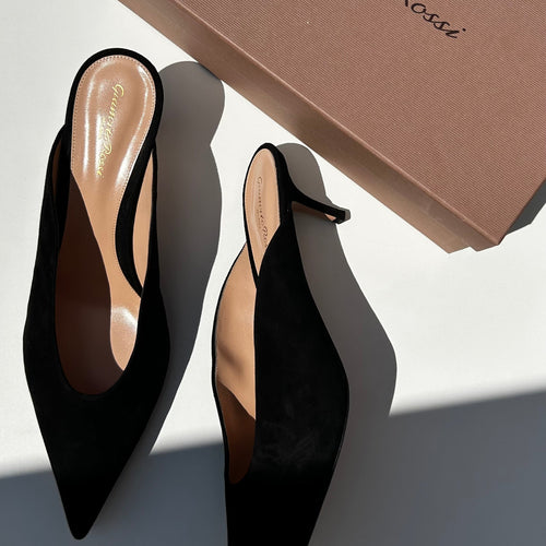 Gianvito Rossi Black Suede Pointed Toe Mules