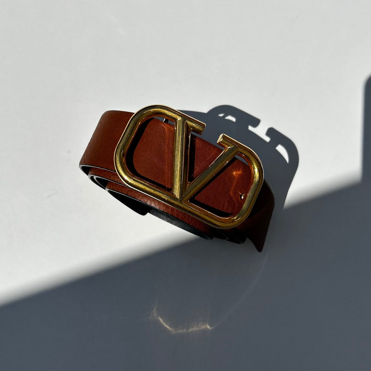 Valentino Brown Gold Buckle Belt