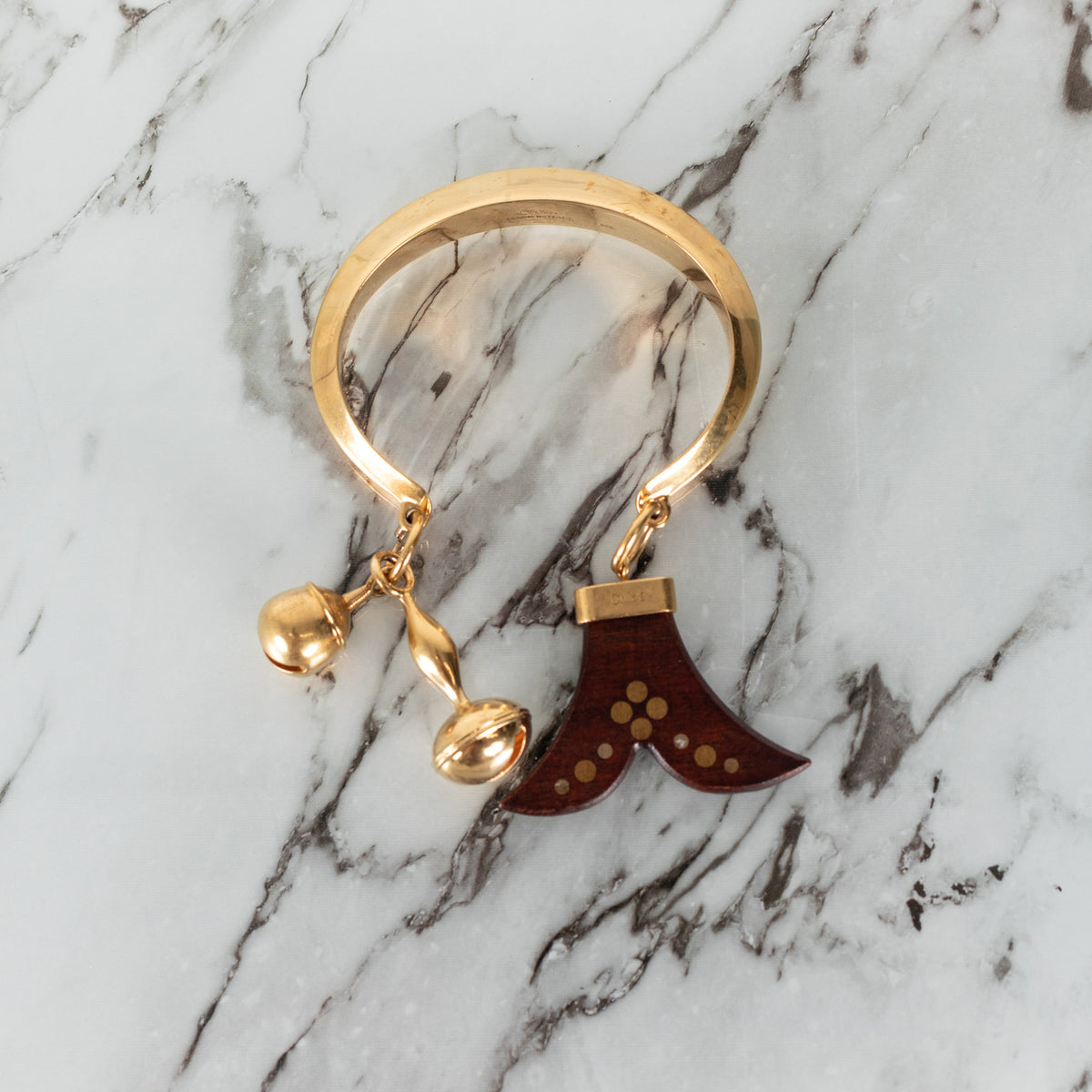 Chloe Gold Metal With Wooden Charm Bracelet