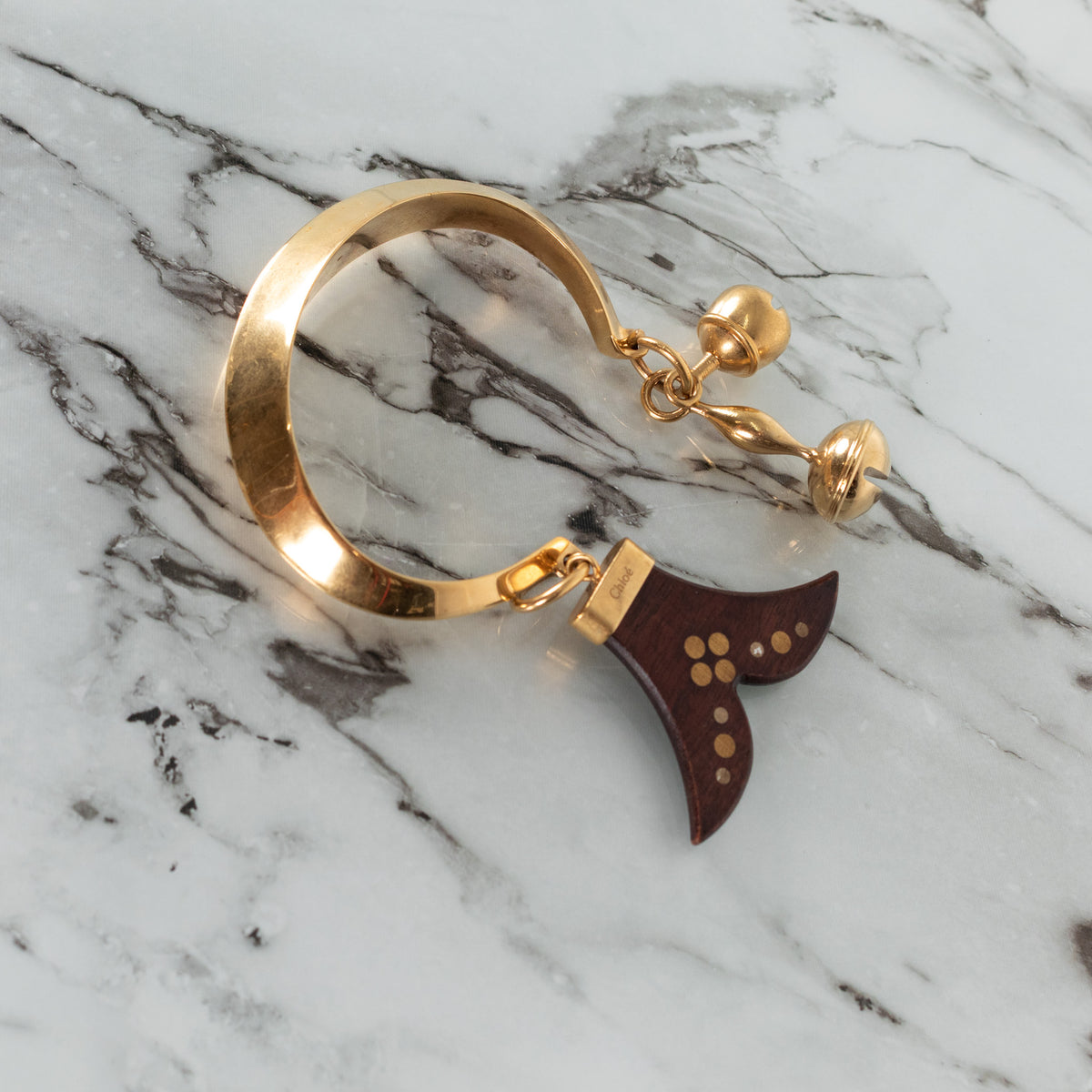 Chloe Gold Metal With Wooden Charm Bracelet