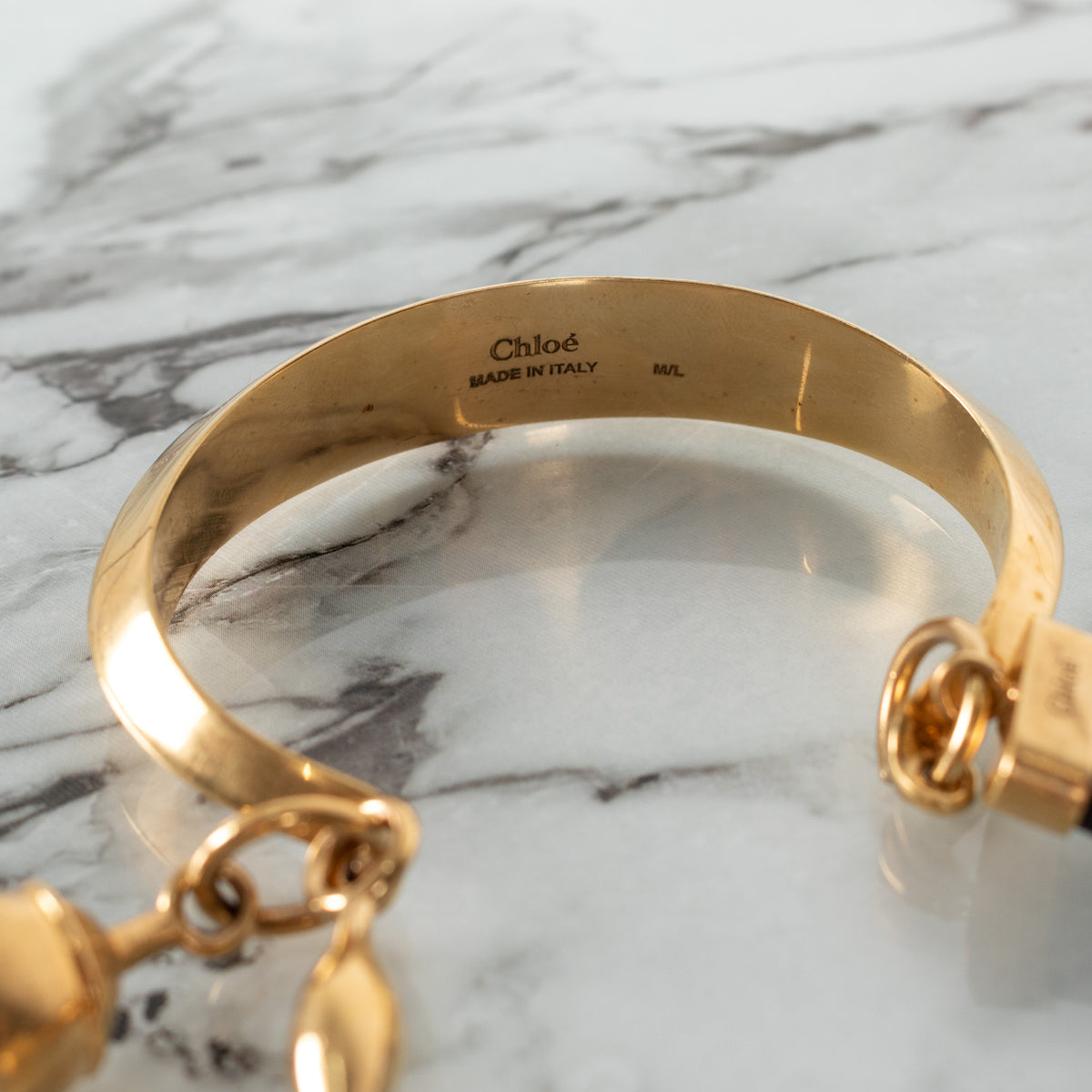 Chloe Gold Metal With Wooden Charm Bracelet