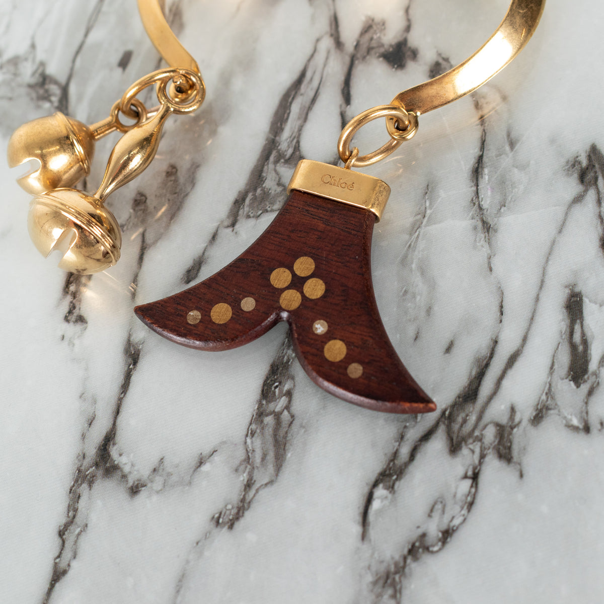 Chloe Gold Metal With Wooden Charm Bracelet