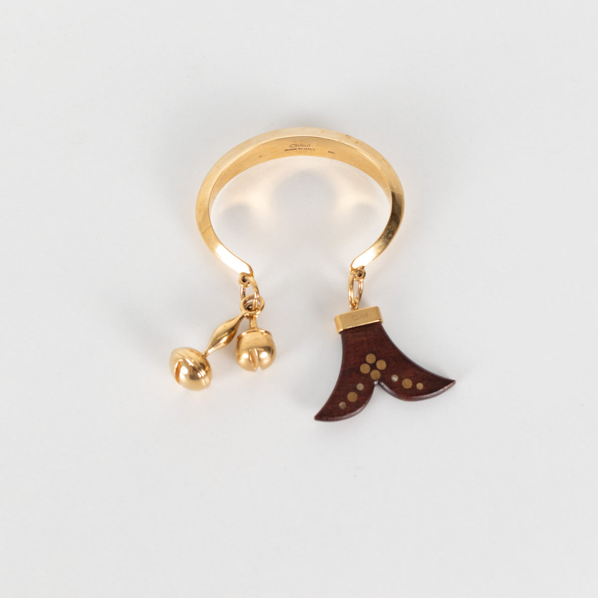 Chloe Gold Metal With Wooden Charm Bracelet