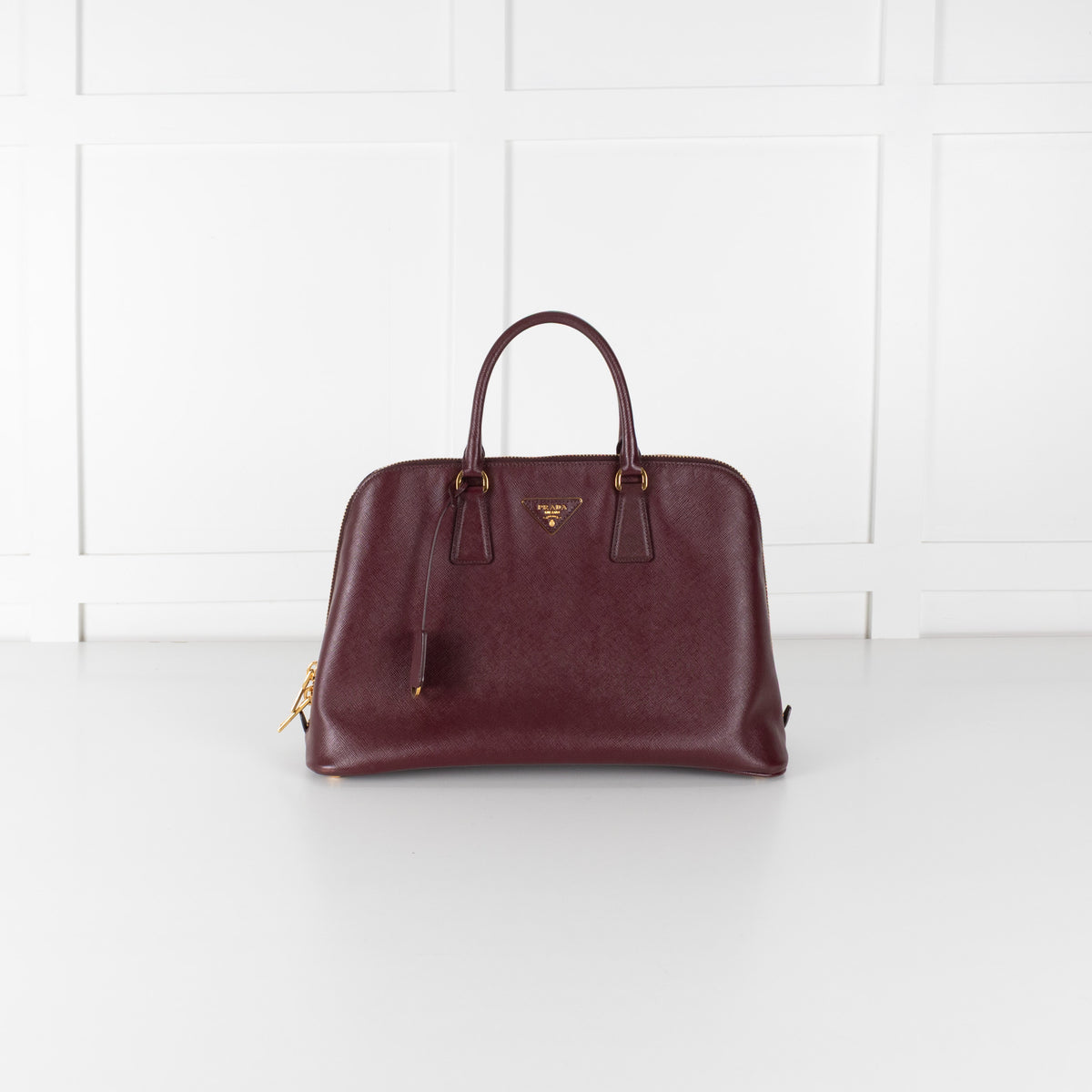 Prada Saffiano Burgandy Prominade Satchel