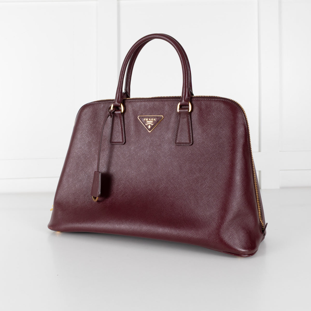 Prada Saffiano Burgandy Prominade Satchel