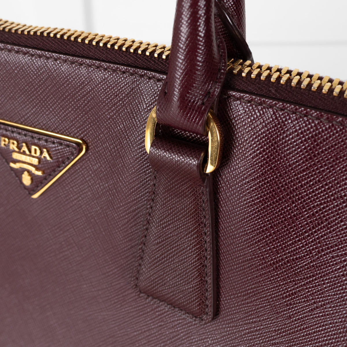 Prada Saffiano Burgandy Prominade Satchel