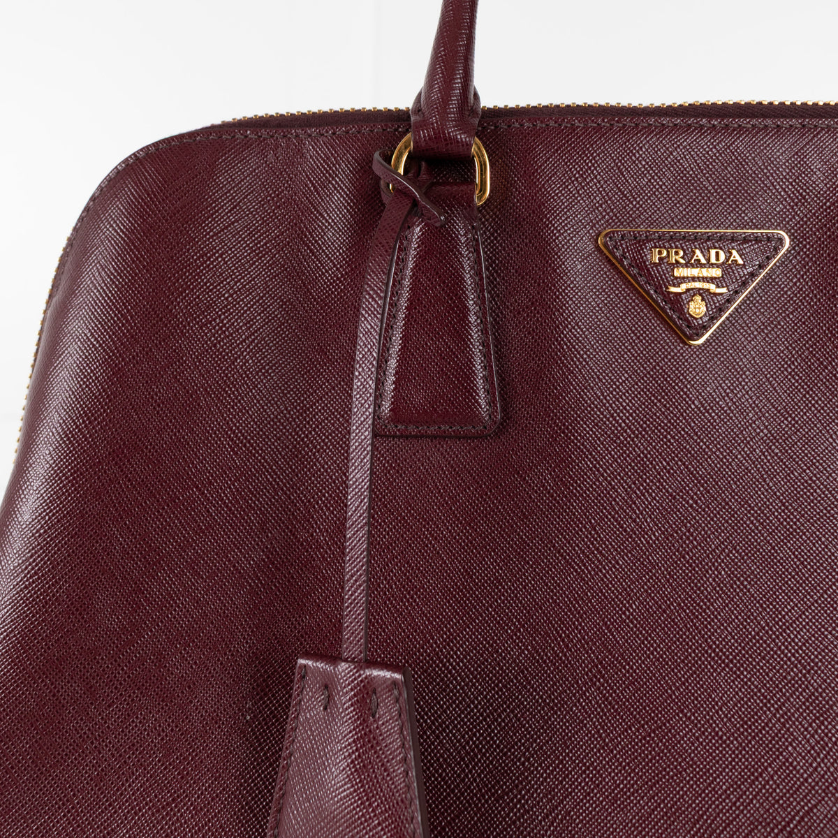 Prada Saffiano Burgandy Prominade Satchel