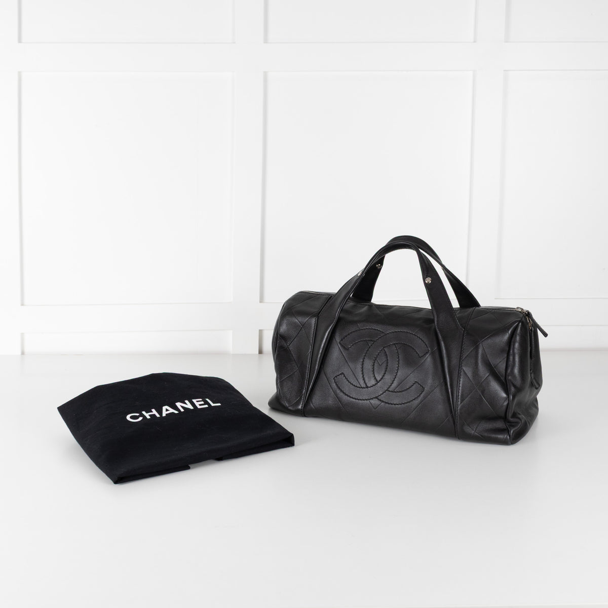 Chanel Black Calf Skin All Day Boston Bowler Bag