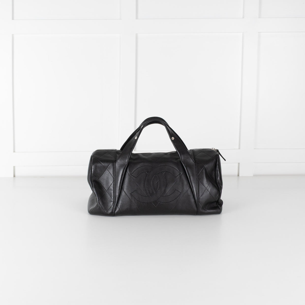 Chanel Black Calf Skin All Day Boston Bowler Bag