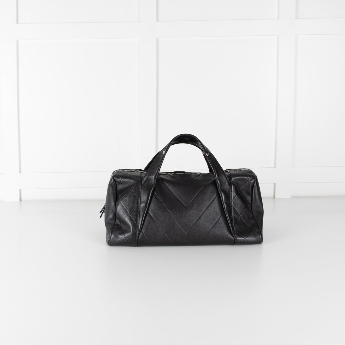 Chanel Black Calf Skin All Day Boston Bowler Bag